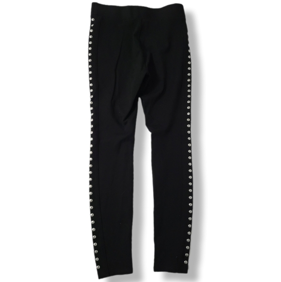 Bar III Black Punk Rock Scene Studded Minimalist High Waist Leggings - Picture 3 of 11